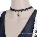 MYLOVE cheap butterfly pendant lace choker black handmade fabric jewelry
